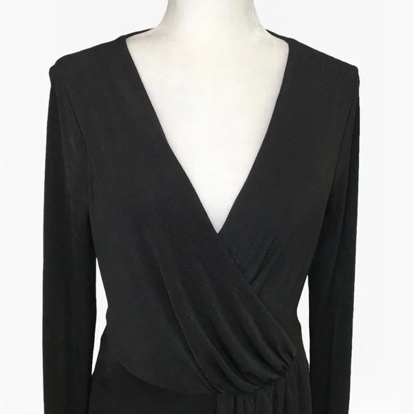 Good American Shimmer Long Sleeve Faux Wrap Dress - M - Picture 7 of 16
